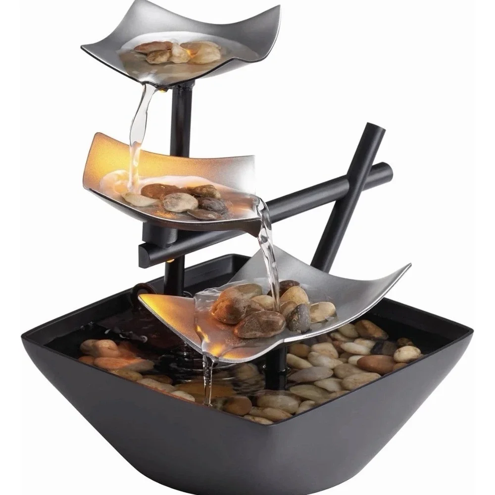 NIB HoMedics Silver Springs Envira Scape Illuminated Zen Relaxation Fountain 747